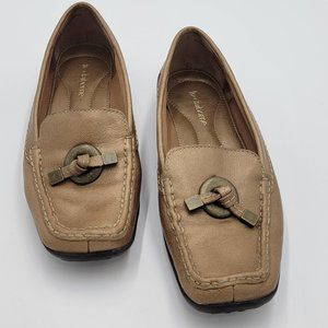 $Sale!🟩LIZ CLAIBORNE- AFRICA Bronze Slip-on Square Toe Leather Loafers  …